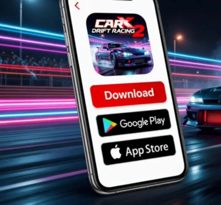 CarX Drift Racing 2 download and setup screen on a mobile device