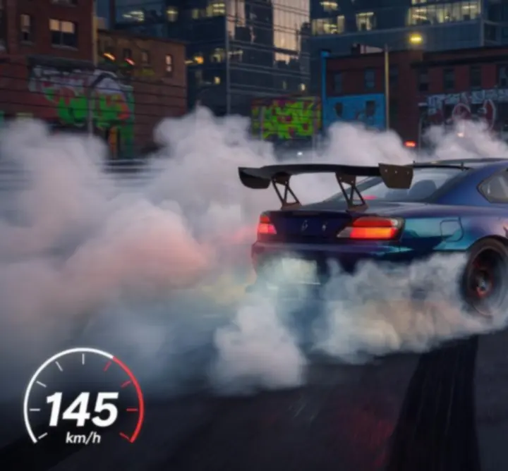 In-game drifting action screenshot from CarX Drift Racing 2