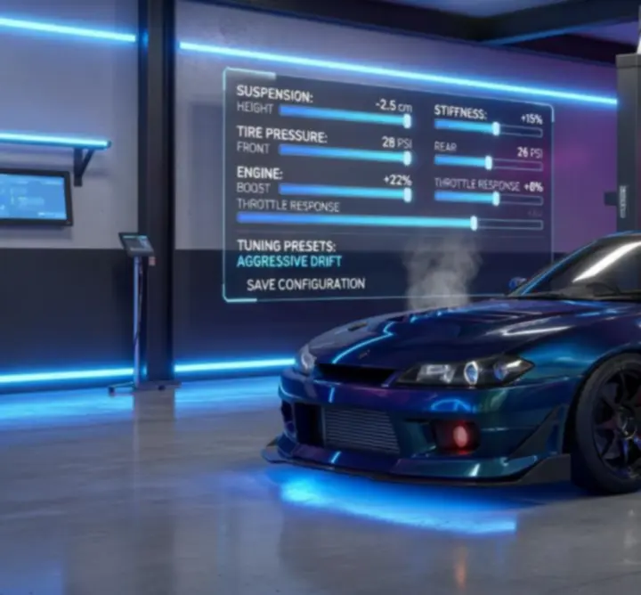 Car tuning and garage interface in CarX Drift Racing 2
